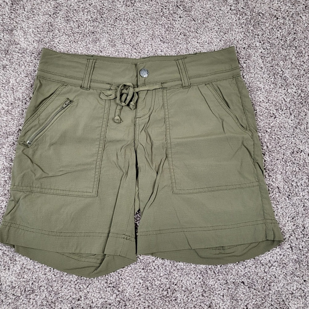 prAna Women's Nora Stretch Ripstop Hiking Utility Shorts Olive Green Size 2